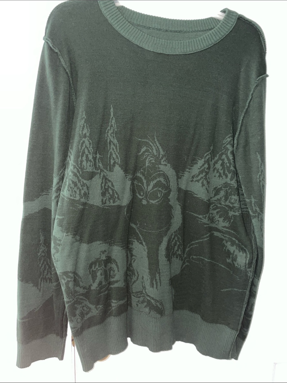 Dark Green Graphic Holiday Sweater